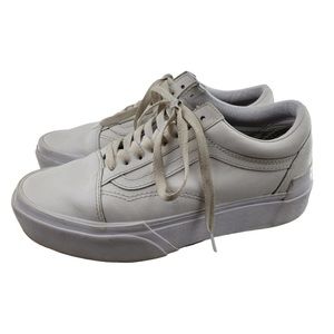 Vans Old School White Leather Platform Sneakers Men's 7.5 Women's 9
